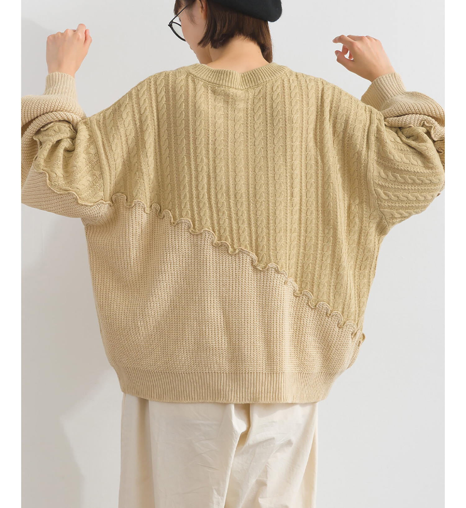 LP - 粗幼斜拼冷織毛衣 (淺藍色)