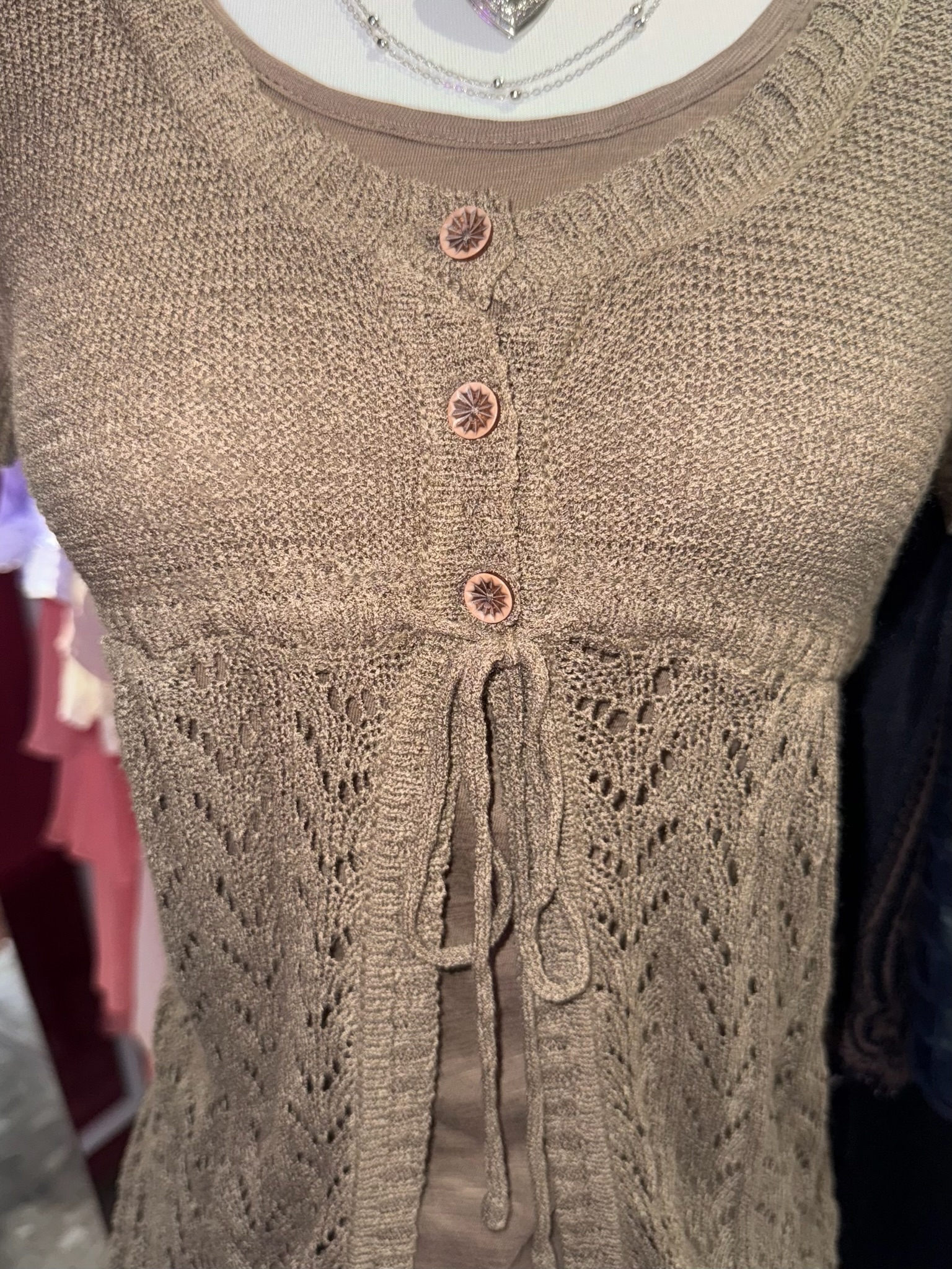 Brown Short-Sleeved Strap Hollow Set