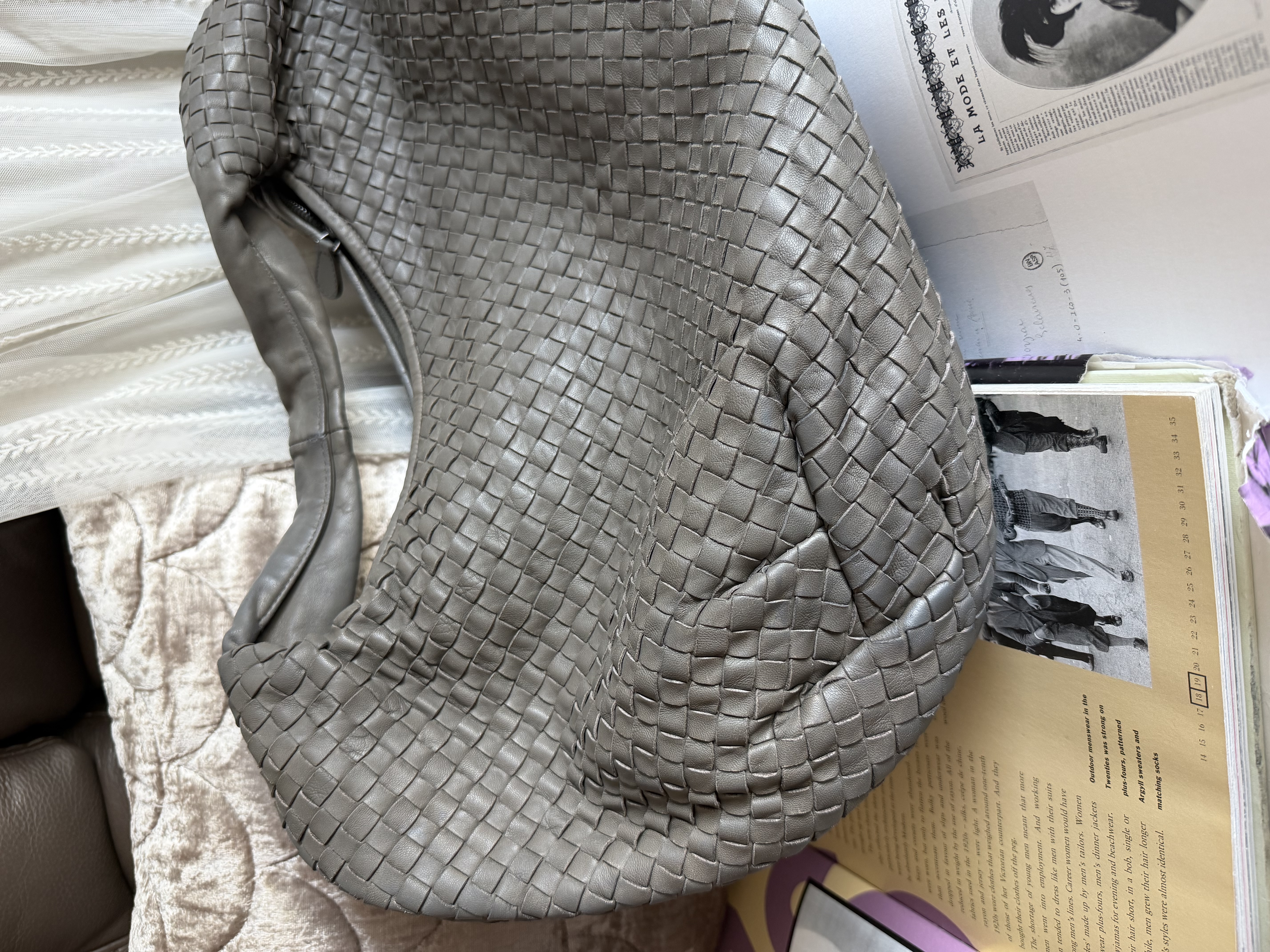 Bottega veneta grey Nappa Intrecciato Large Veneta Hobo bag