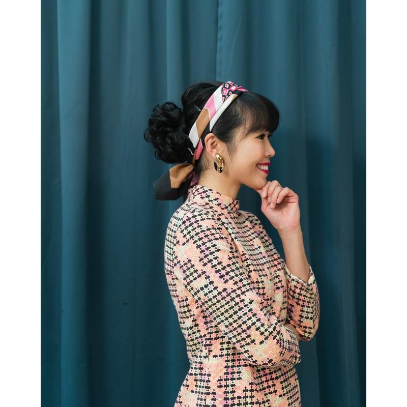Vintage Japanese 1960s MOD Floral Pattern Long Sleeve Shift Mini Skirt Dress（MT1541-27）