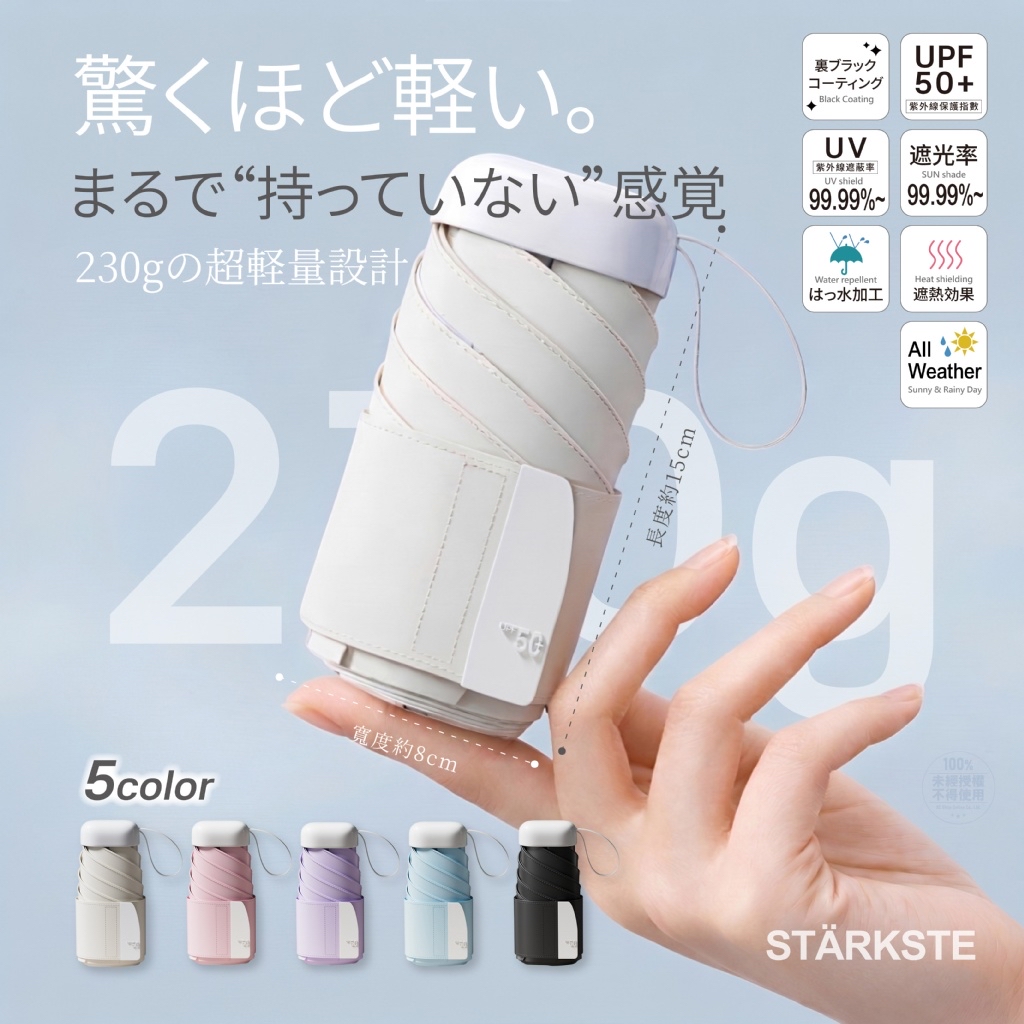 *STÄRKSTE®️ 超輕量UV防護口袋卡片折疊凍齡傘*