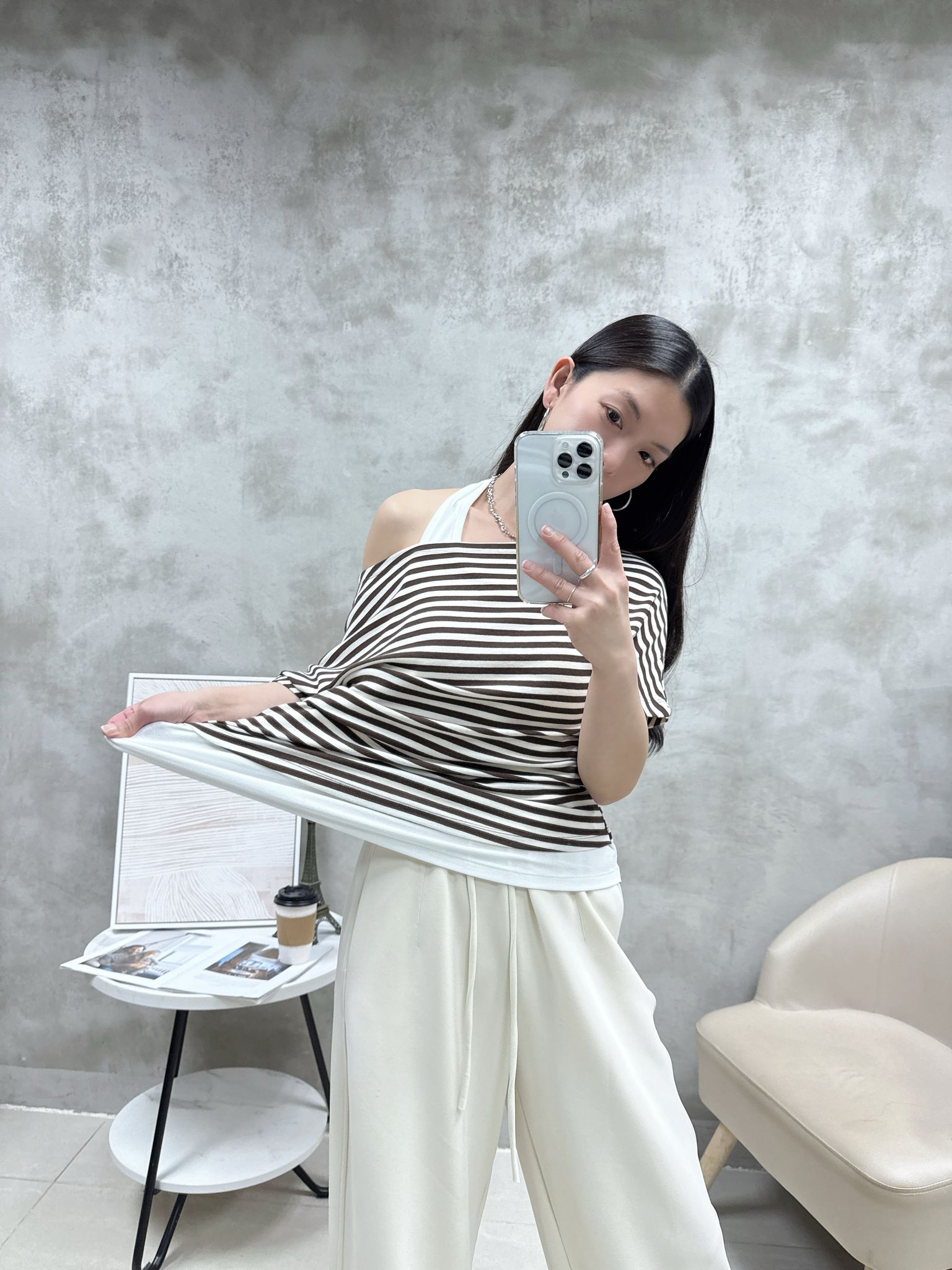 C08 假兩件橫間Top