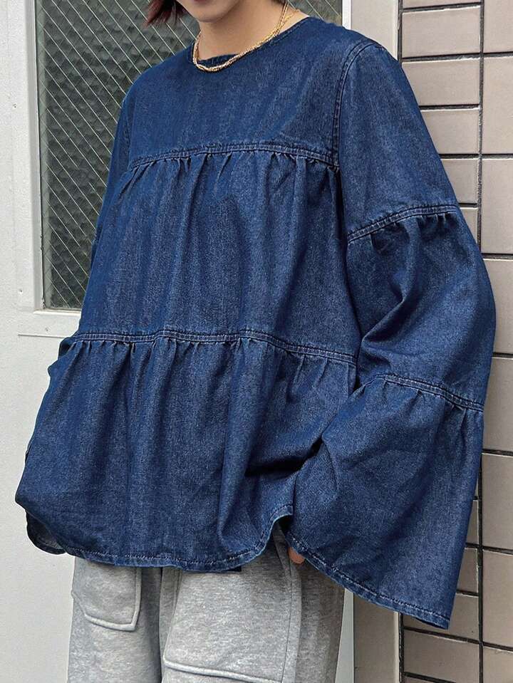 復古牛仔娃娃衫上衣