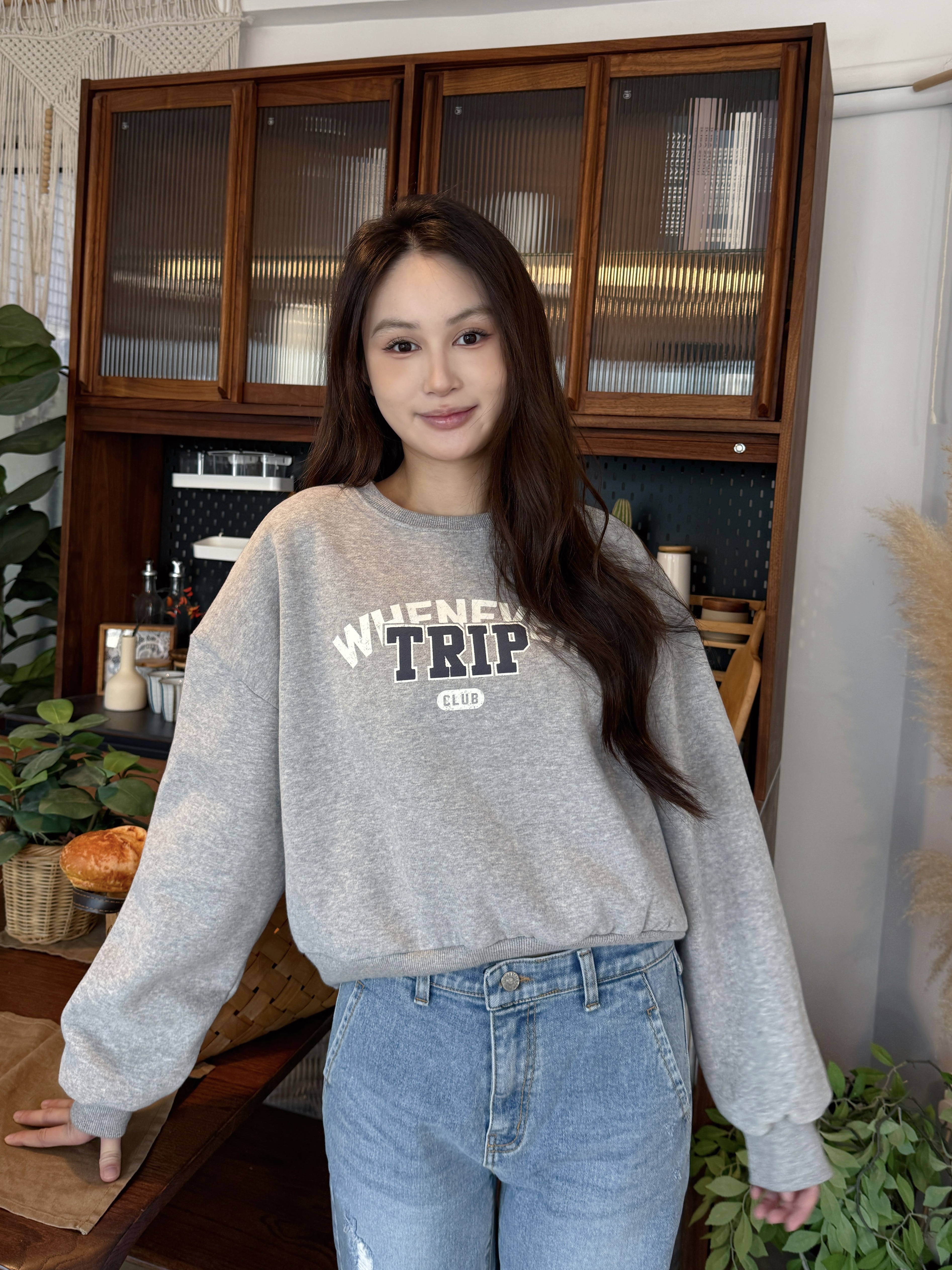 🇰🇷 復古系列字母衛衣 (藍色)