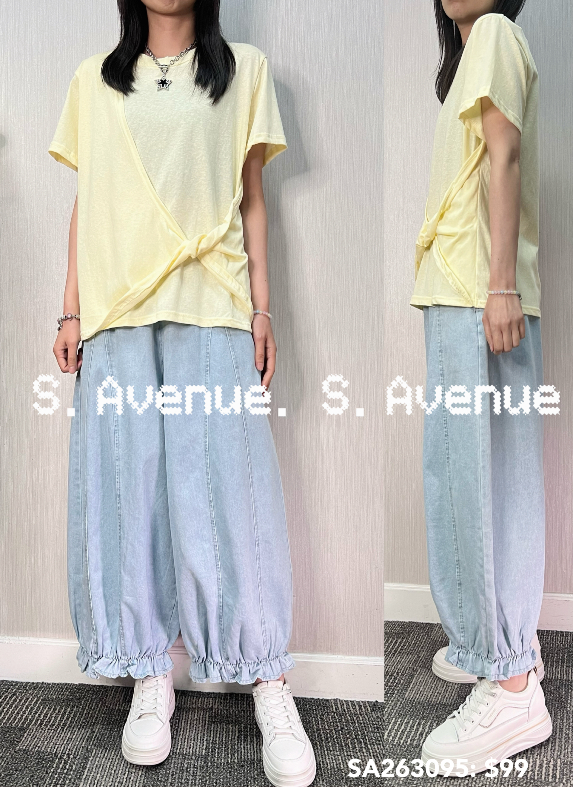 SA263095: 短袖薄棉打結tee