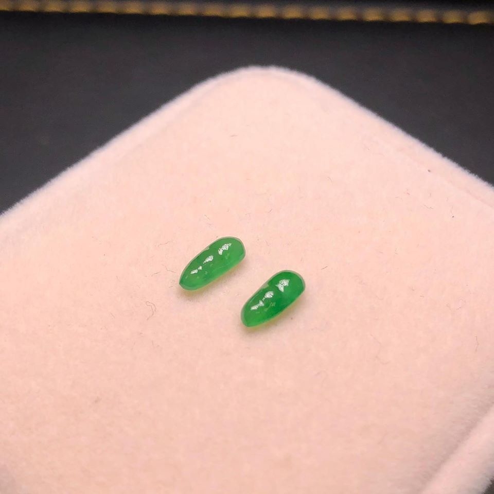 冰種滿綠翡翠福豆一對 - 1
