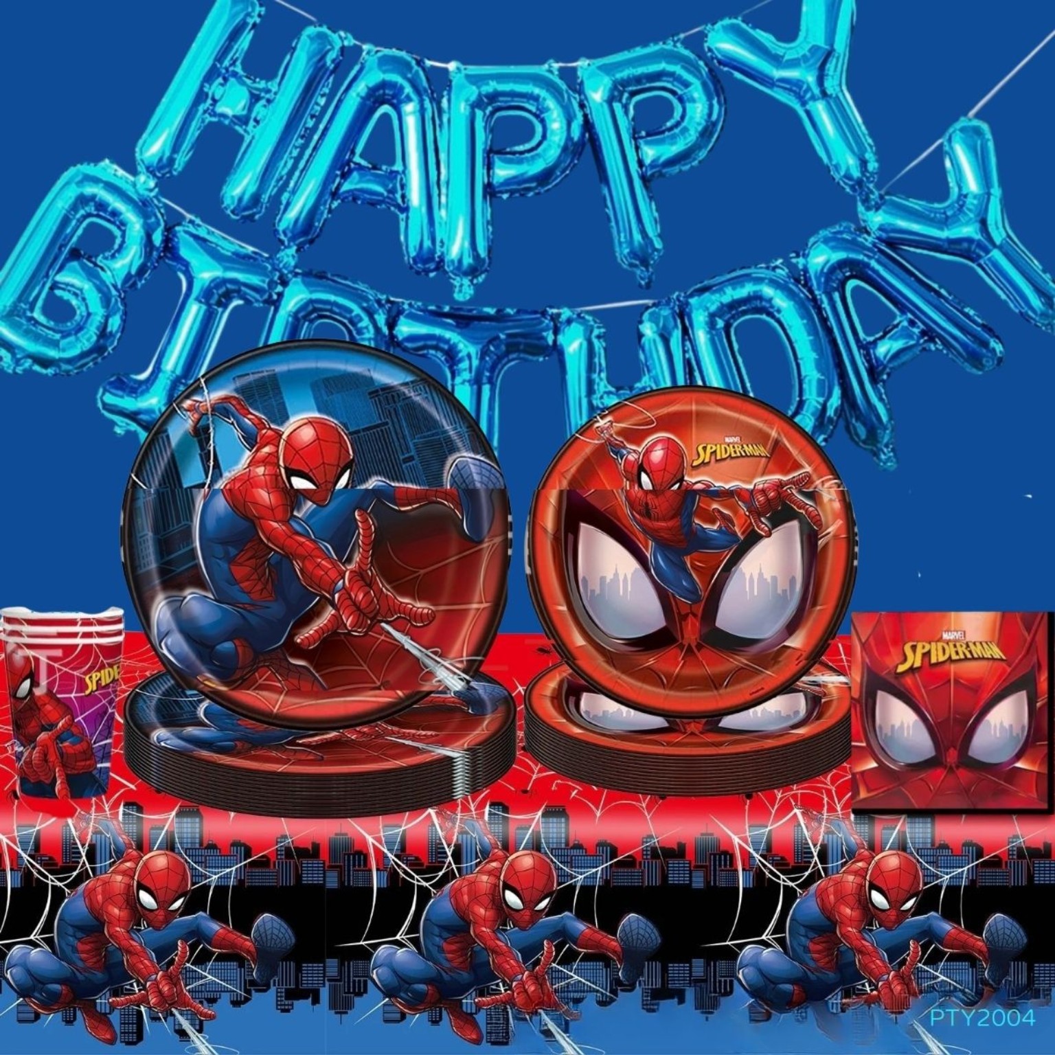 蜘蛛俠 Spider-Man 主題生日派對餐具套裝｜7吋9吋紙碟・108×180cm枱布｜PTY2004