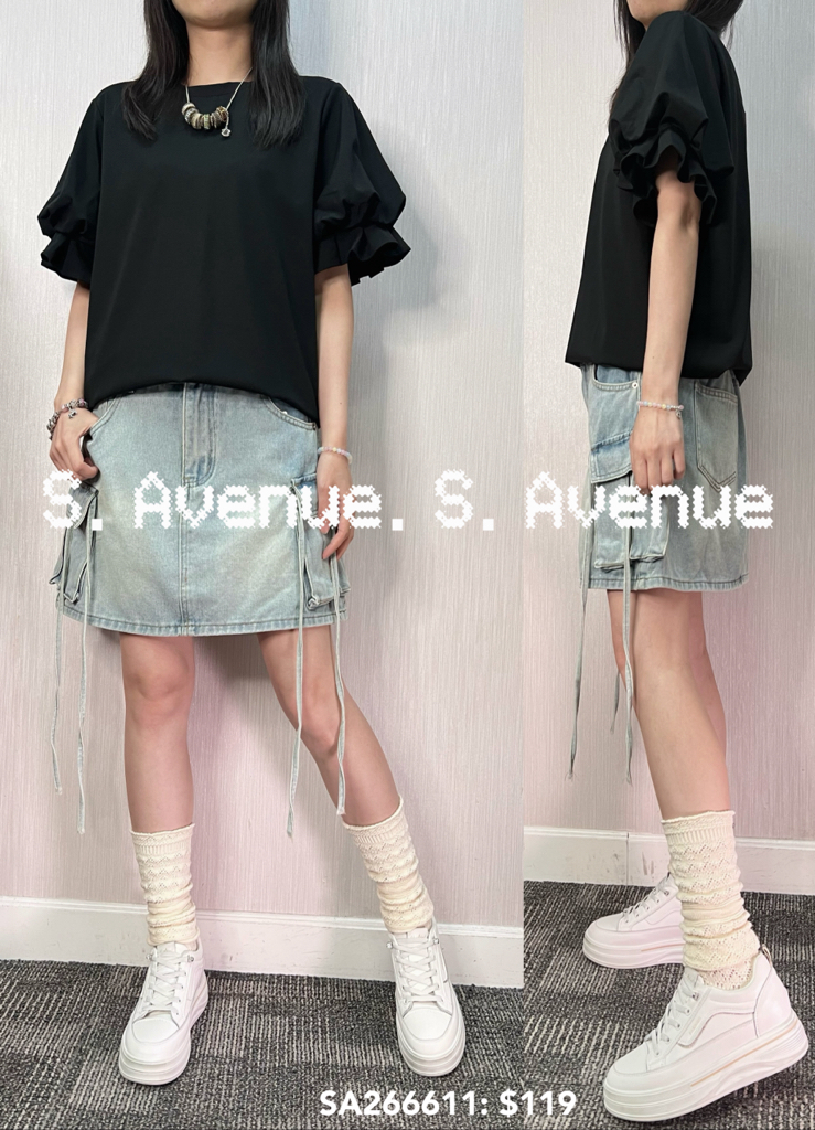 SA266611: 短袖泡泡袖淨色top