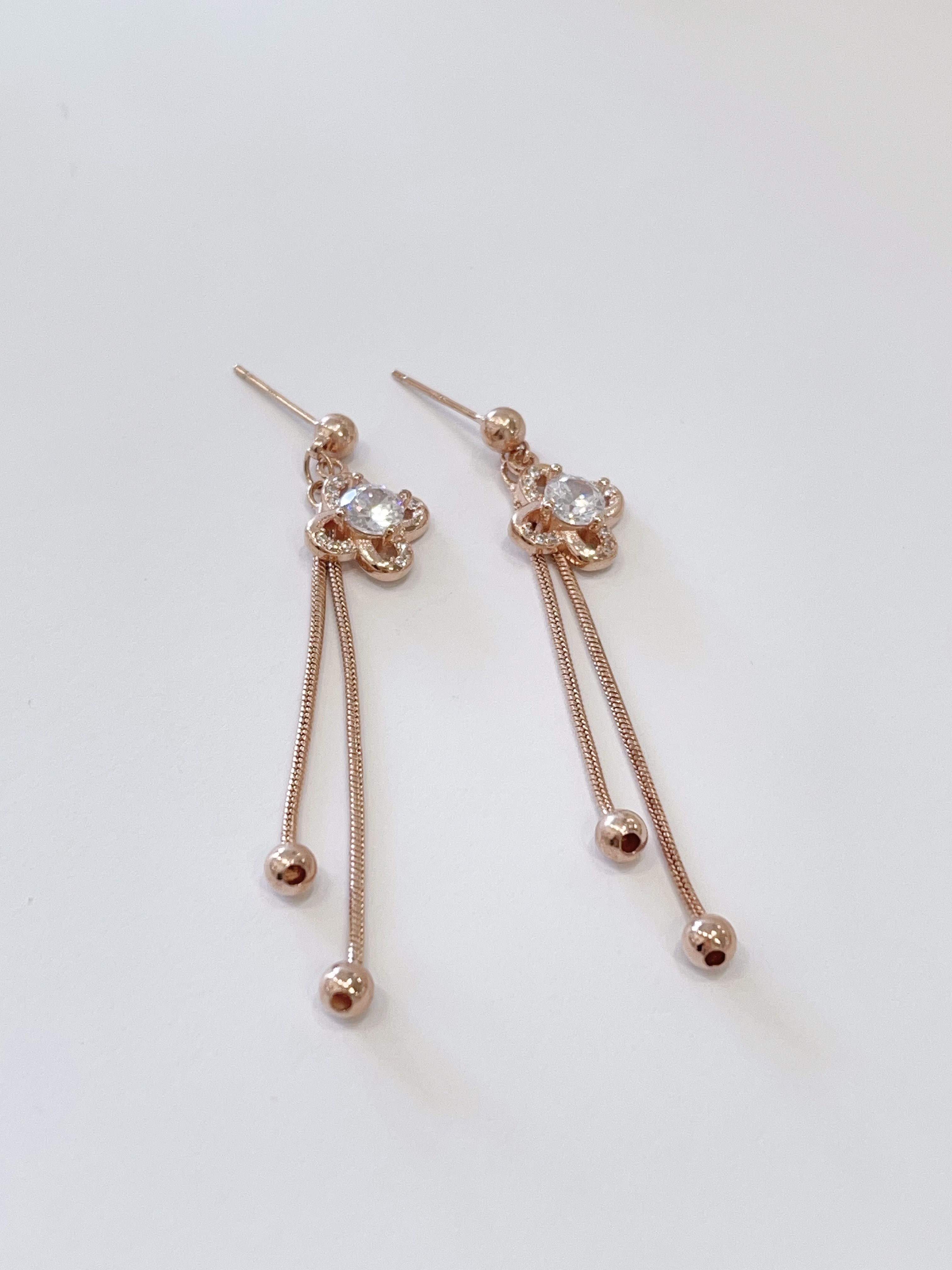 气质镂空四叶草长流苏耳环