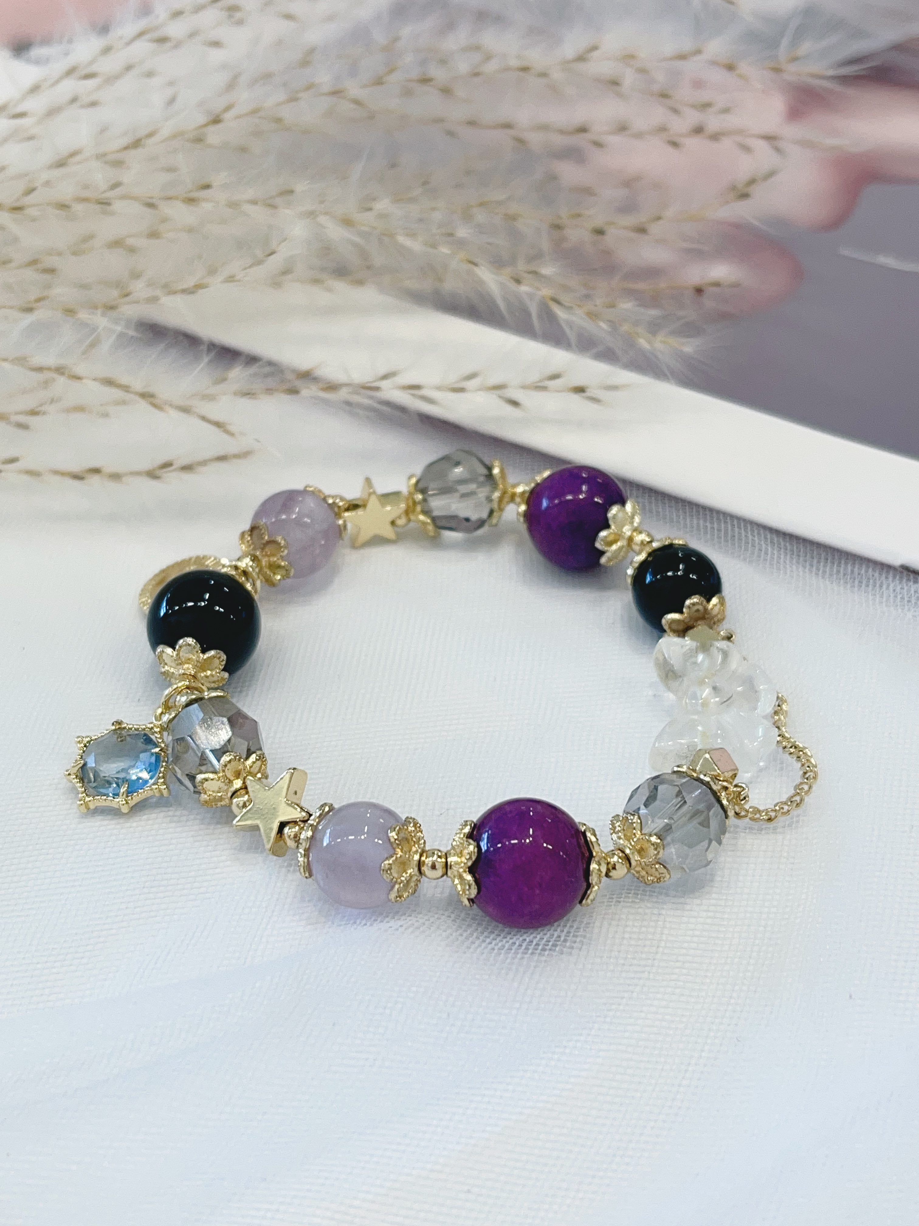 🌌 紫水晶 × 黑曜石 × 白水晶 Amethyst & Obsidian & Clear Quartz ｜Good Luck 星愿