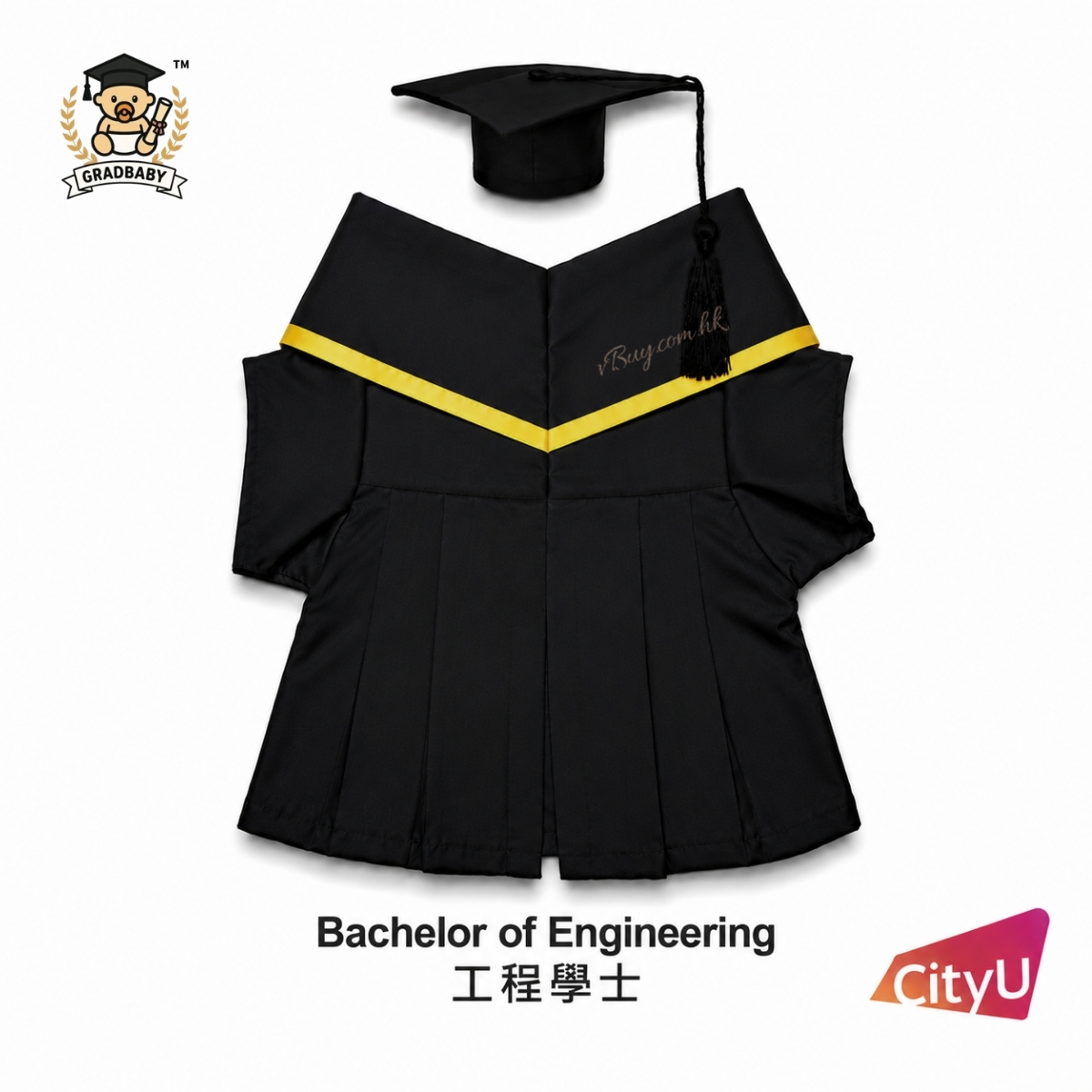 城大CityU公仔畢業袍-工程學士 可綉名/校名/年份/校章 公仔畢業袍