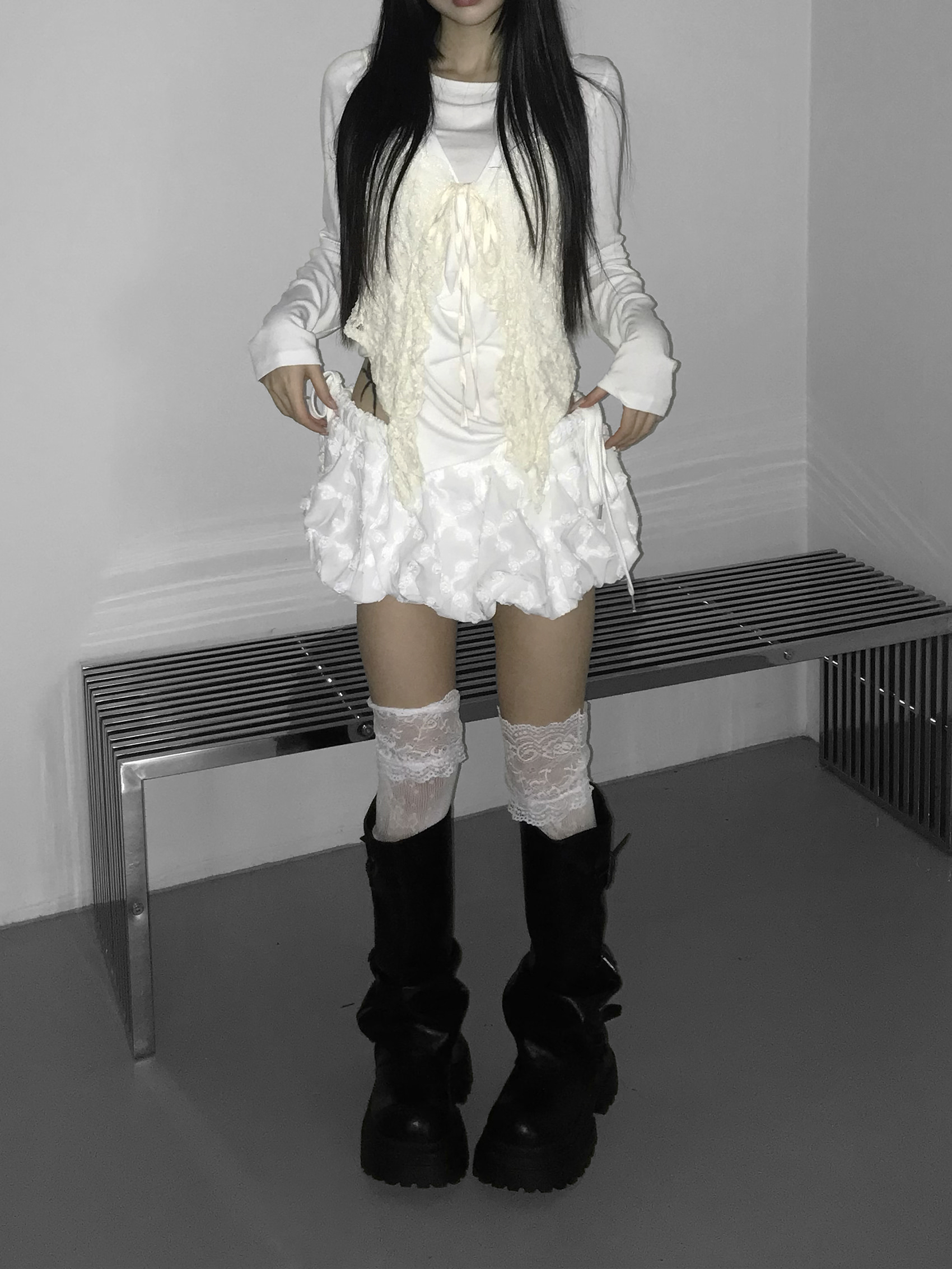 Sheer Lace Ruffled Cami