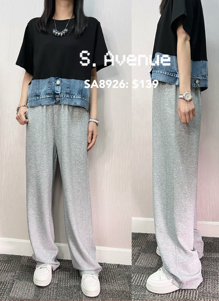 SA8926: 橡筋腰側有骨下開小叉薄長褲