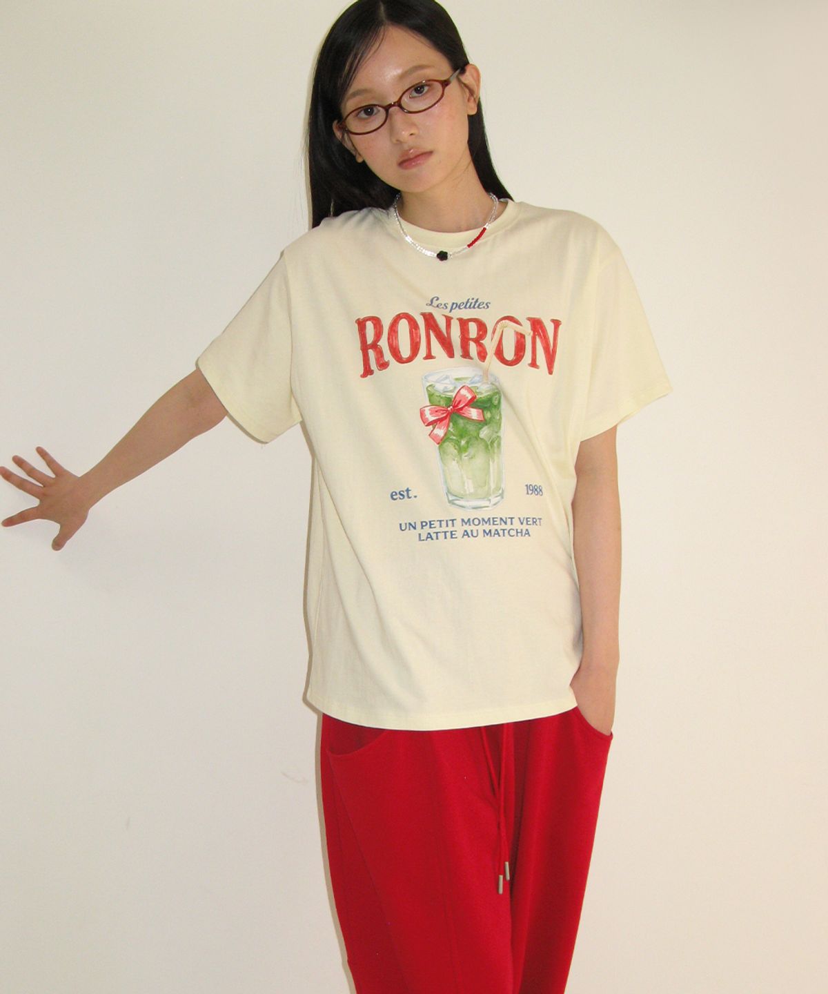 🇰🇷訂購｜ronron 26SS｜RIBBON MATCHA BASIC FIT T SHIRT 2色 