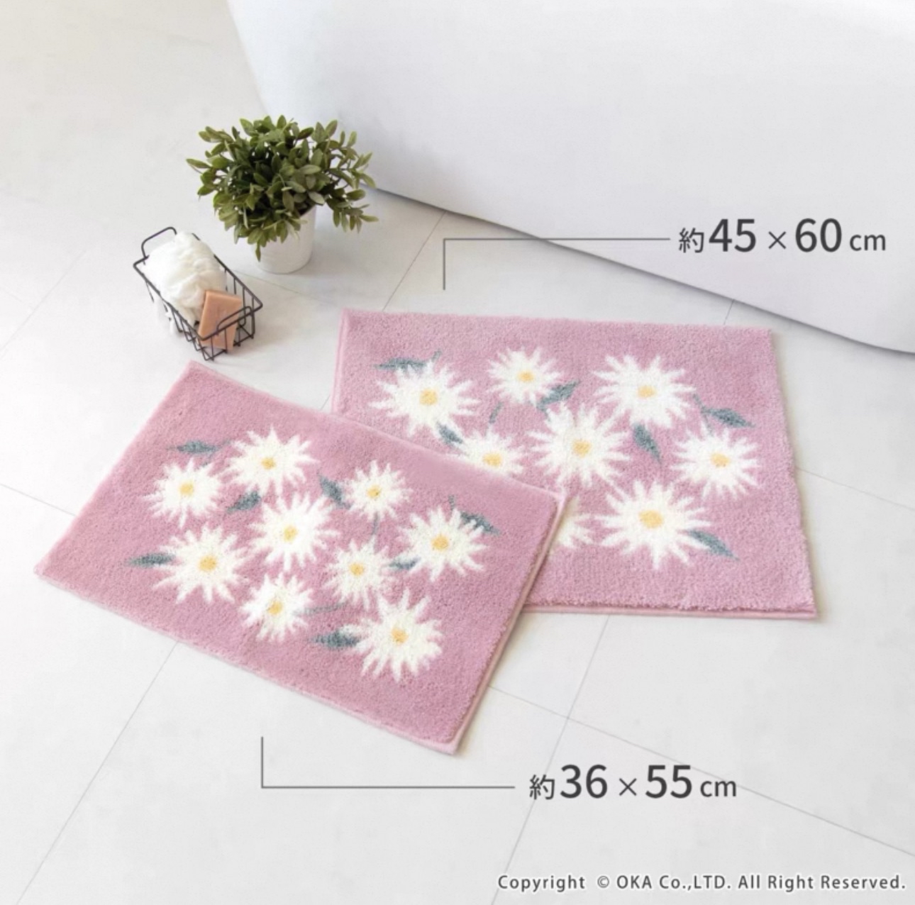 日本Oka 小雛菊花朵浴室墊