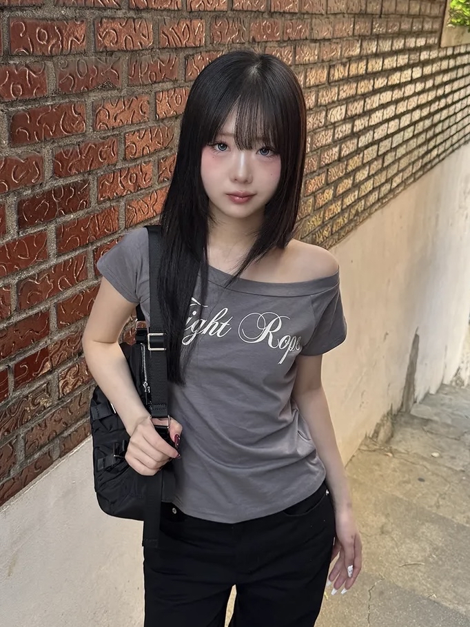 Script Wide Neck Graphic Tee