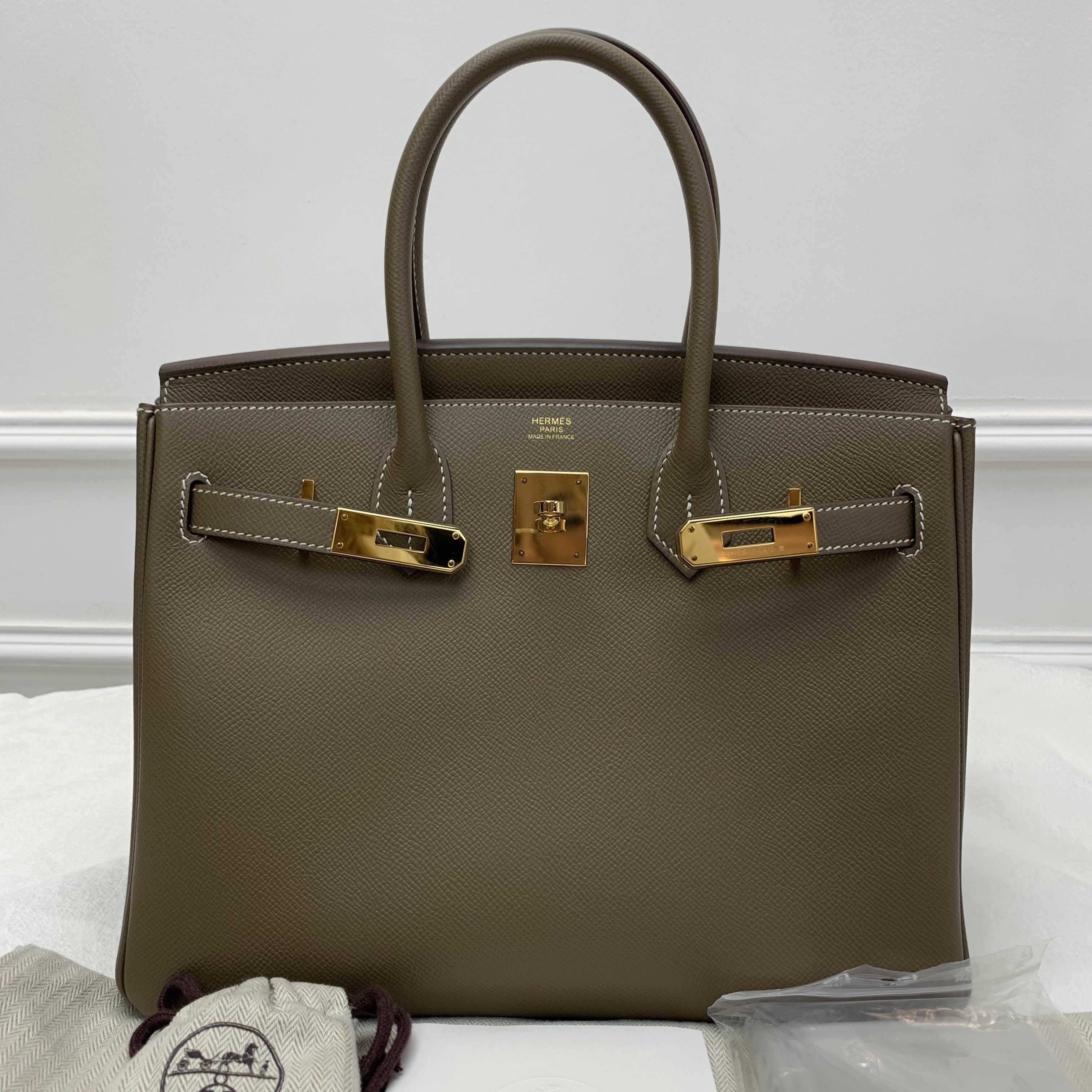Full set Hermes Birkin30 大象灰金扣 Y刻印