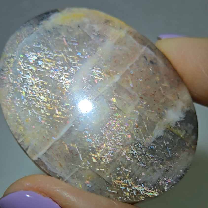 Rainbow lattice sunstone palm stone - SM613