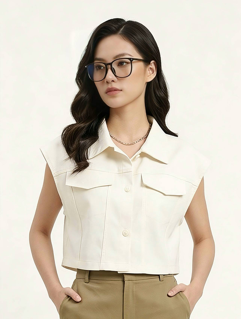 W9658 - Sleeveless Crop Top