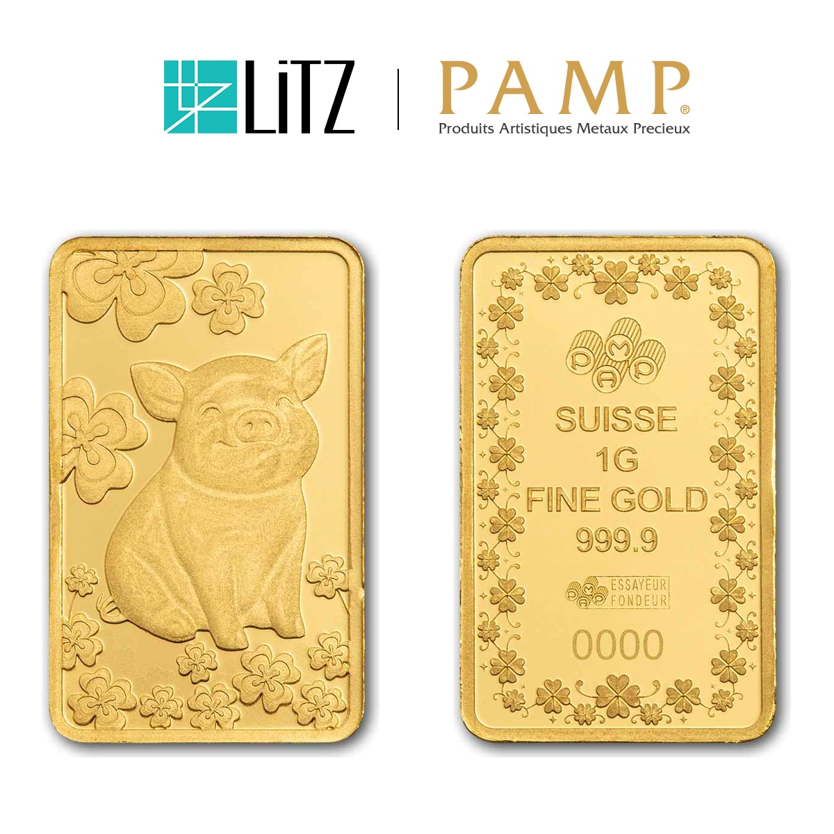 [1 gram] LITZ PAMP Suisse Lucky Pig Limited Edition Gold Bar (999.9) PG085
