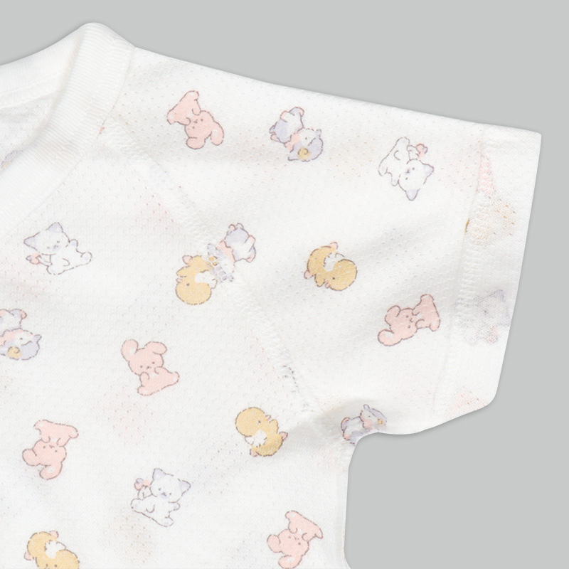 🇯🇵預訂 日本直送🇯🇵可愛動物印花純棉網眼前開式短袖背心包屁衣兩件套