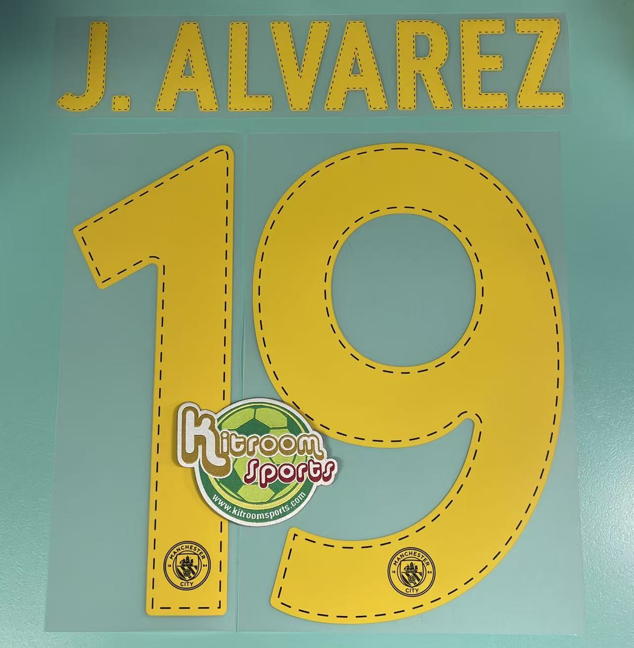 2022-23 Manchester City Away UCL Nameset #19 J.ALVAREZ