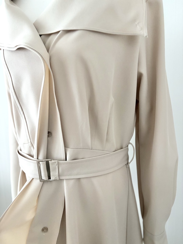 Classic Flared Trench Dress (Ivory)