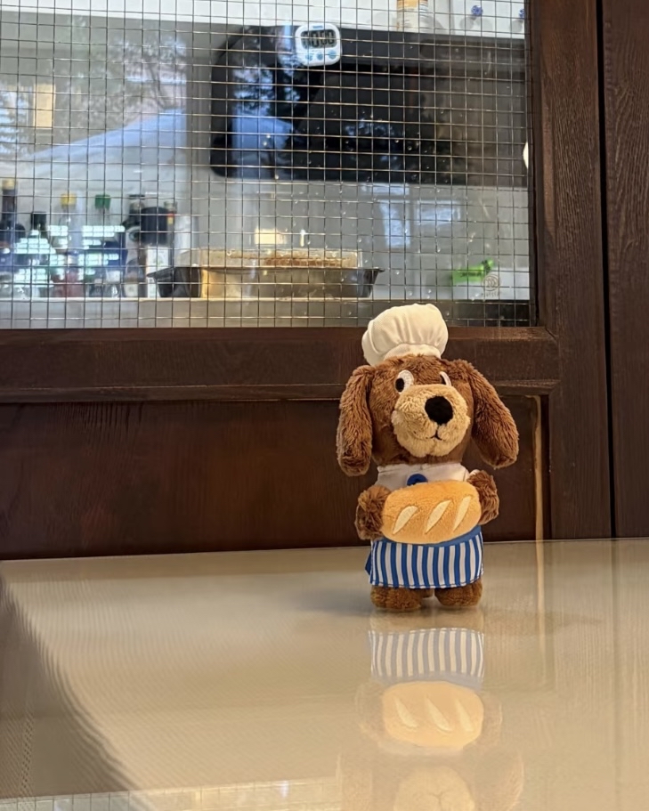 法式麵包師小狗毛絨掛件