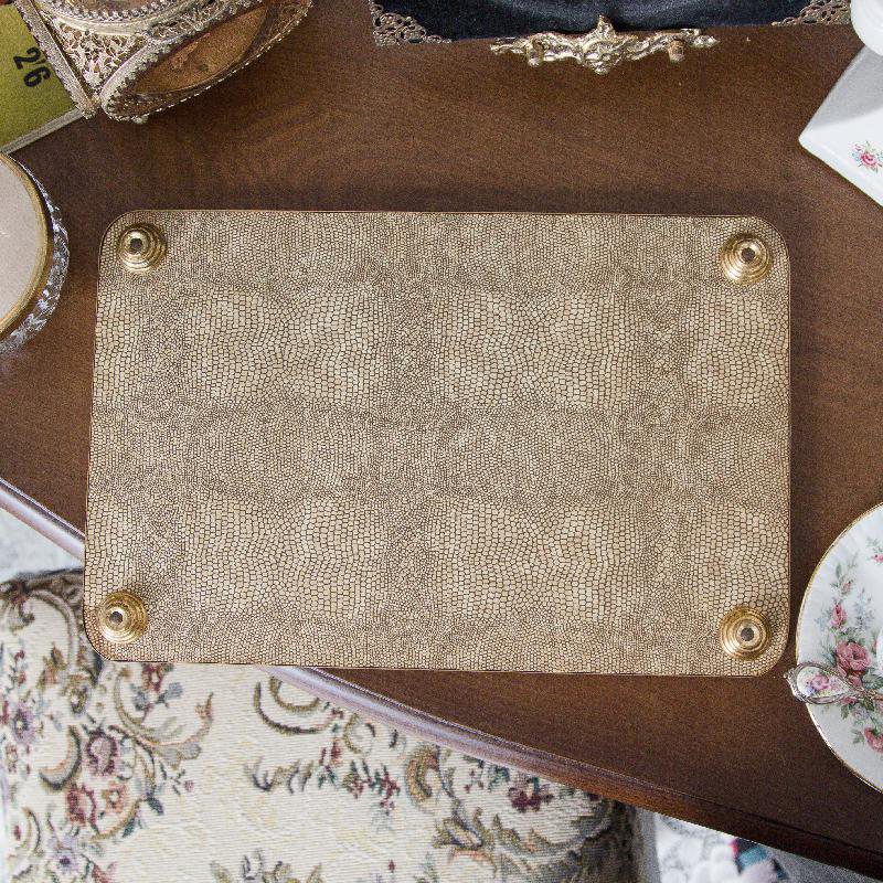 VIntage Mid-Century English Embroidered Floral Pattern Lace Vanity Tray (AN041)
