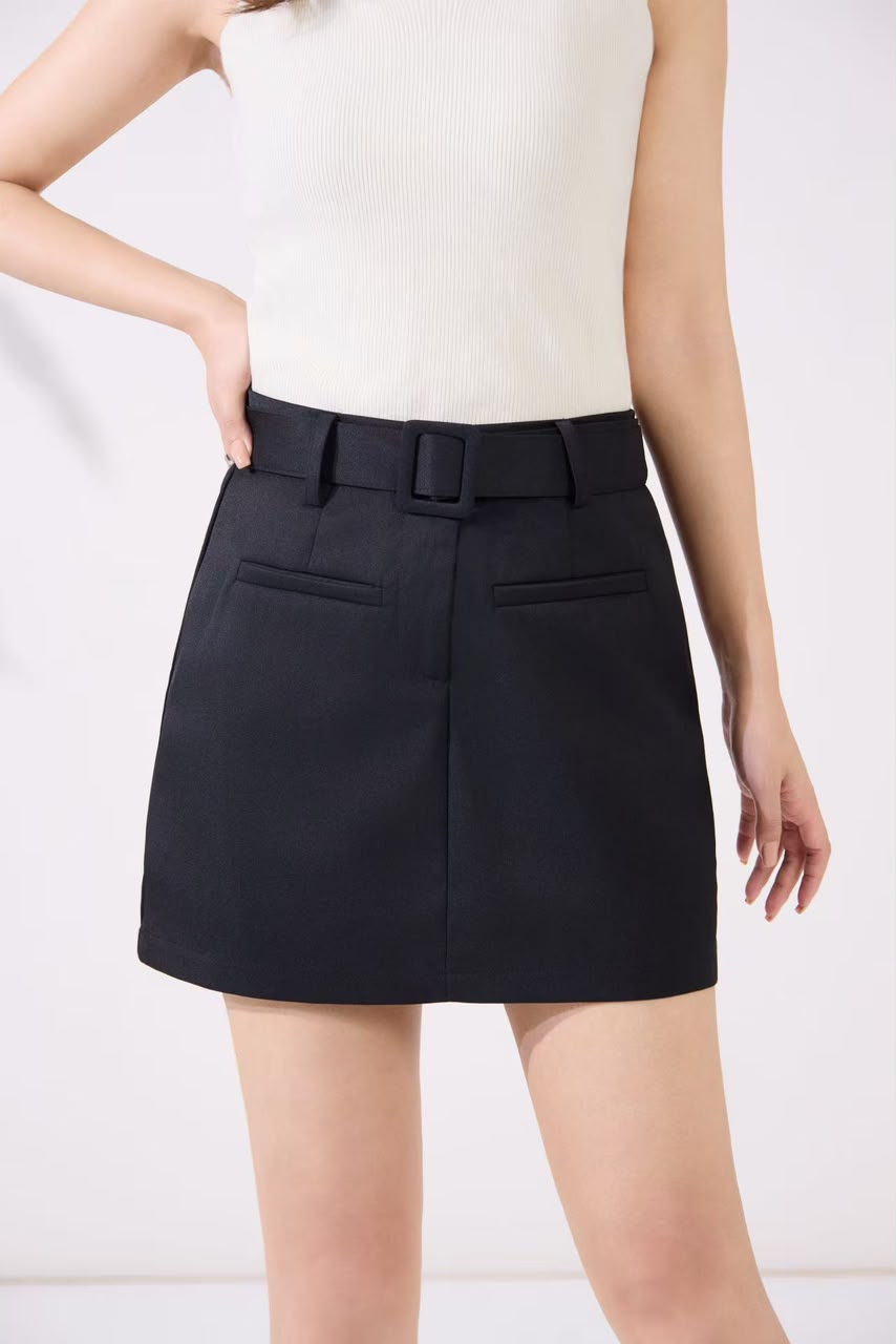 12141376 Olivia Belted A-Line Mini Skirt