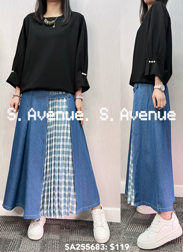 SA255683: 中袖袖有撍珠淨色top