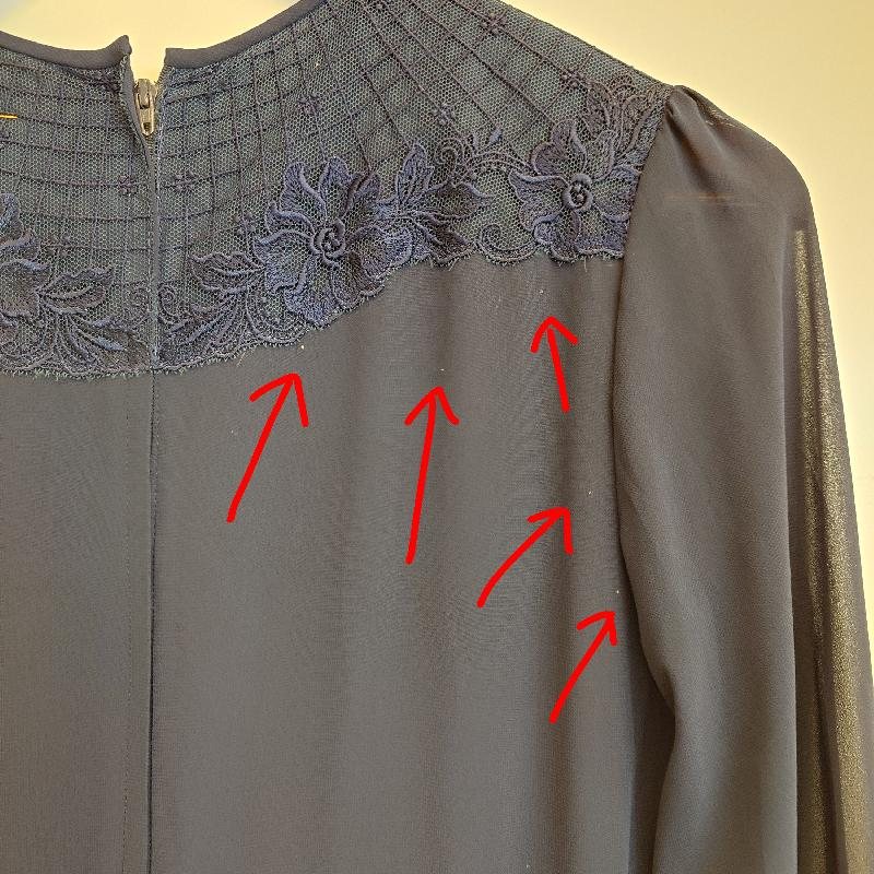Vintage Japanese Neckline Embellished Navy Blue Day And Night Dress (PP001-14)