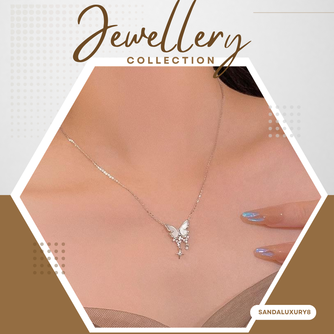 Butterfly Necklace for Women Girls, S925 Sterling Silver Pendant Necklaces for Jewelry Gifts