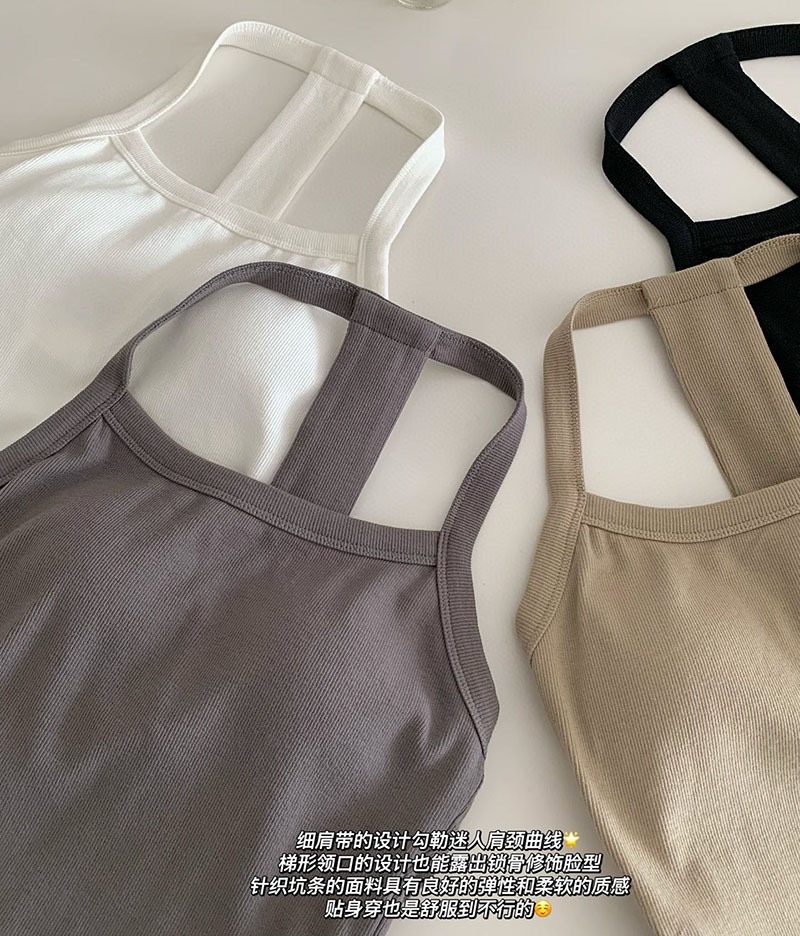 Halterneck Padded Tank Top挂脖自带胸垫小背心 ( 4 colour)