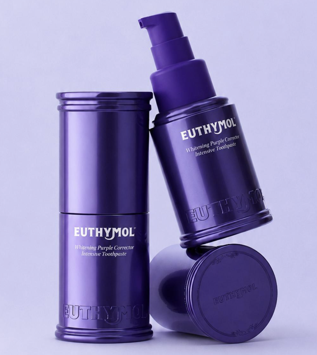 韓國 EUTHYMOL X HUNTER 紫色美白精華牙膏 60ml + 送微型背包吊飾 ｜Whitening Purple Corrector 3X Serum Toothpaste
