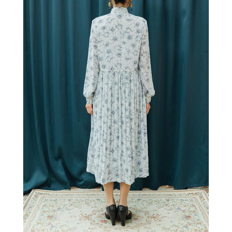 Vintage Japanese Floral Stand Collar Day Dress (MT1608)