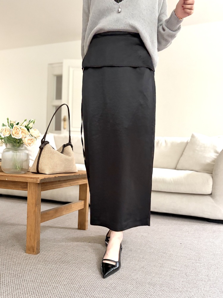 Layering Satin Skirt (Black)