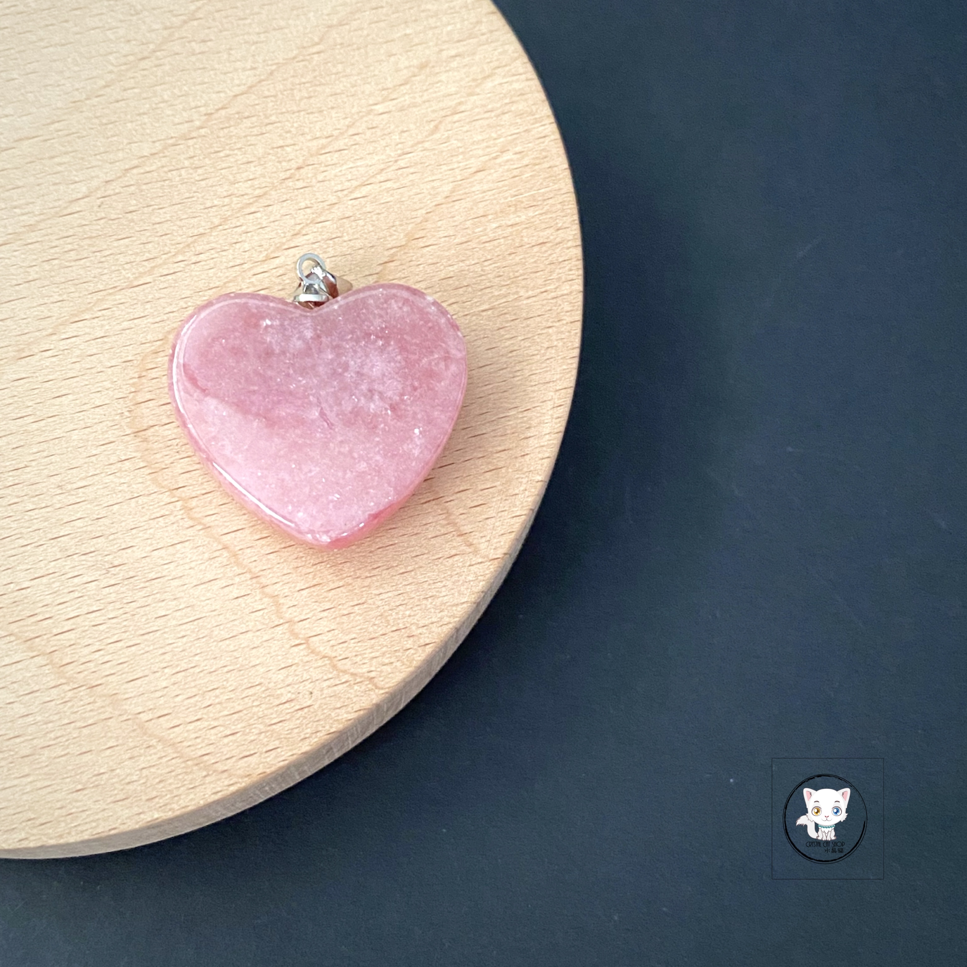 天然紅紋石愛心吊墜 23mm