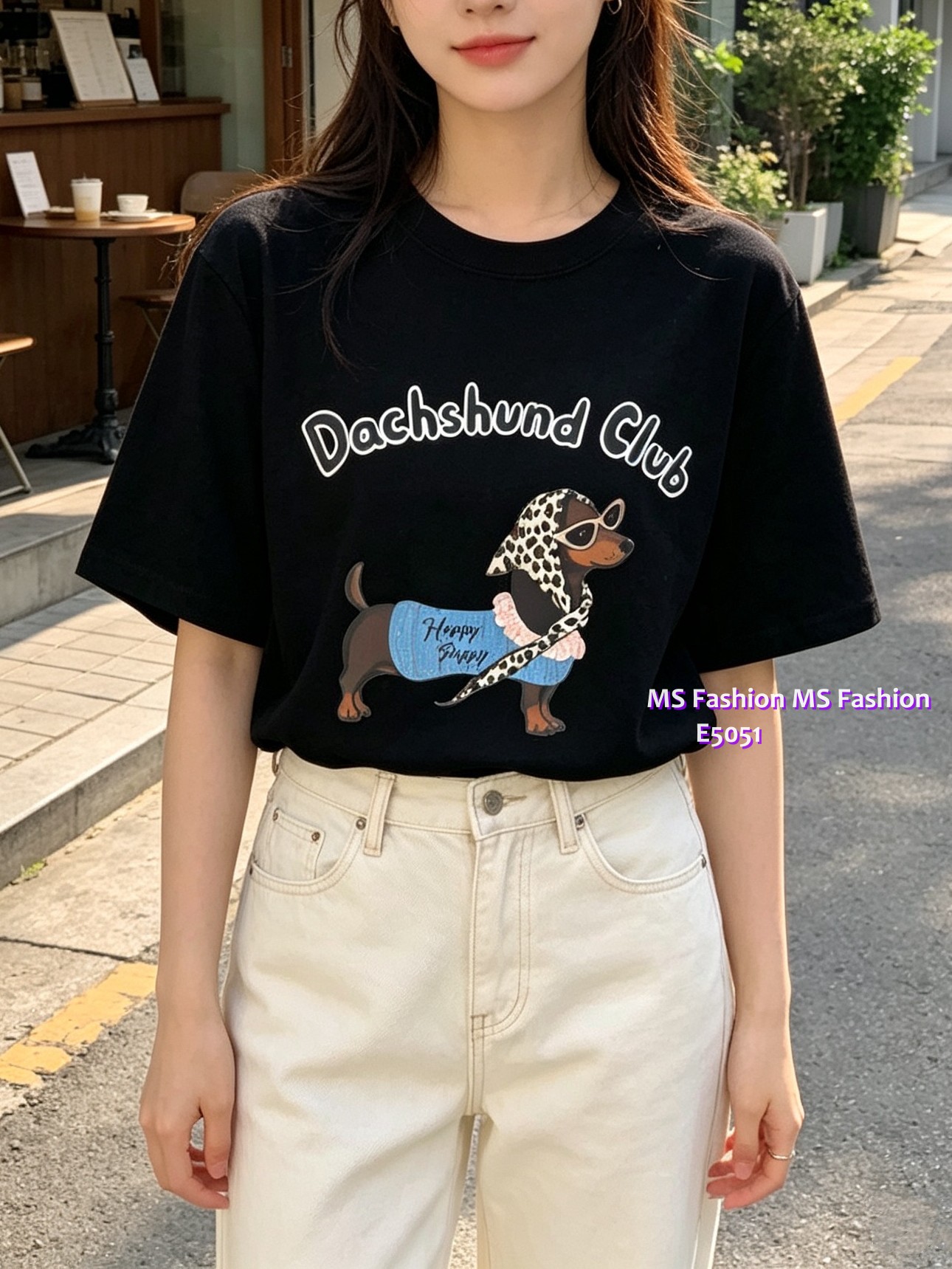 E5051 靚料可愛臘腸狗tee