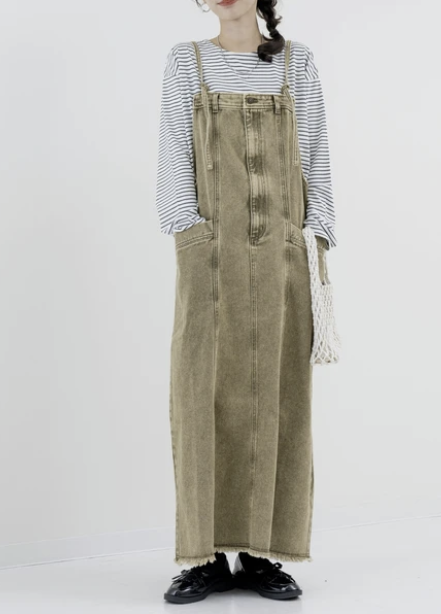 修長牛仔連身裙 - 2026 流行穿搭  牛仔連身裙 時尚穿搭 四季皆宜 成人休閒 日常穿搭 易於配搭 日本直送   #JP-I-260020