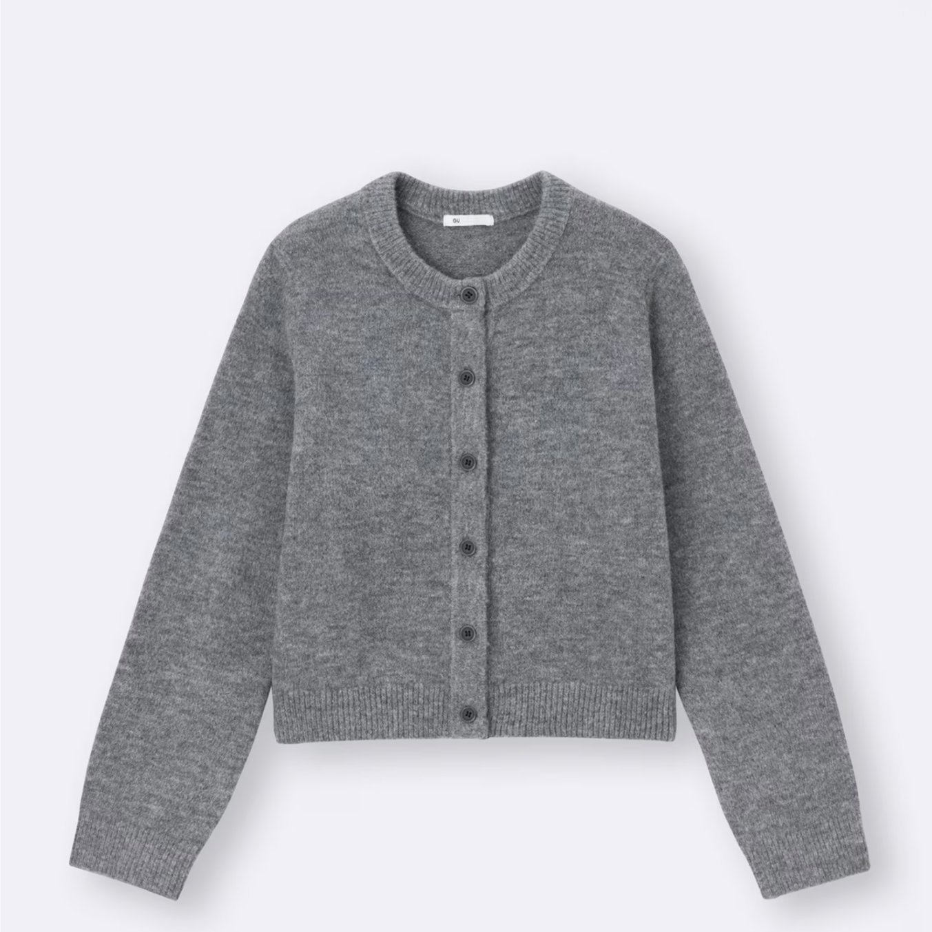 GU Puff Knit Crew Neck Cardigan