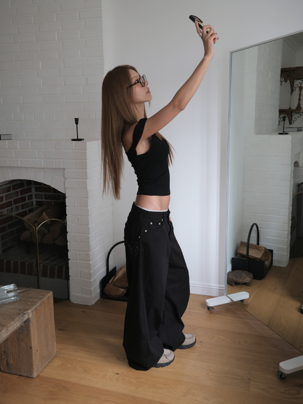Floral Back-Ribbon Balloon Pants