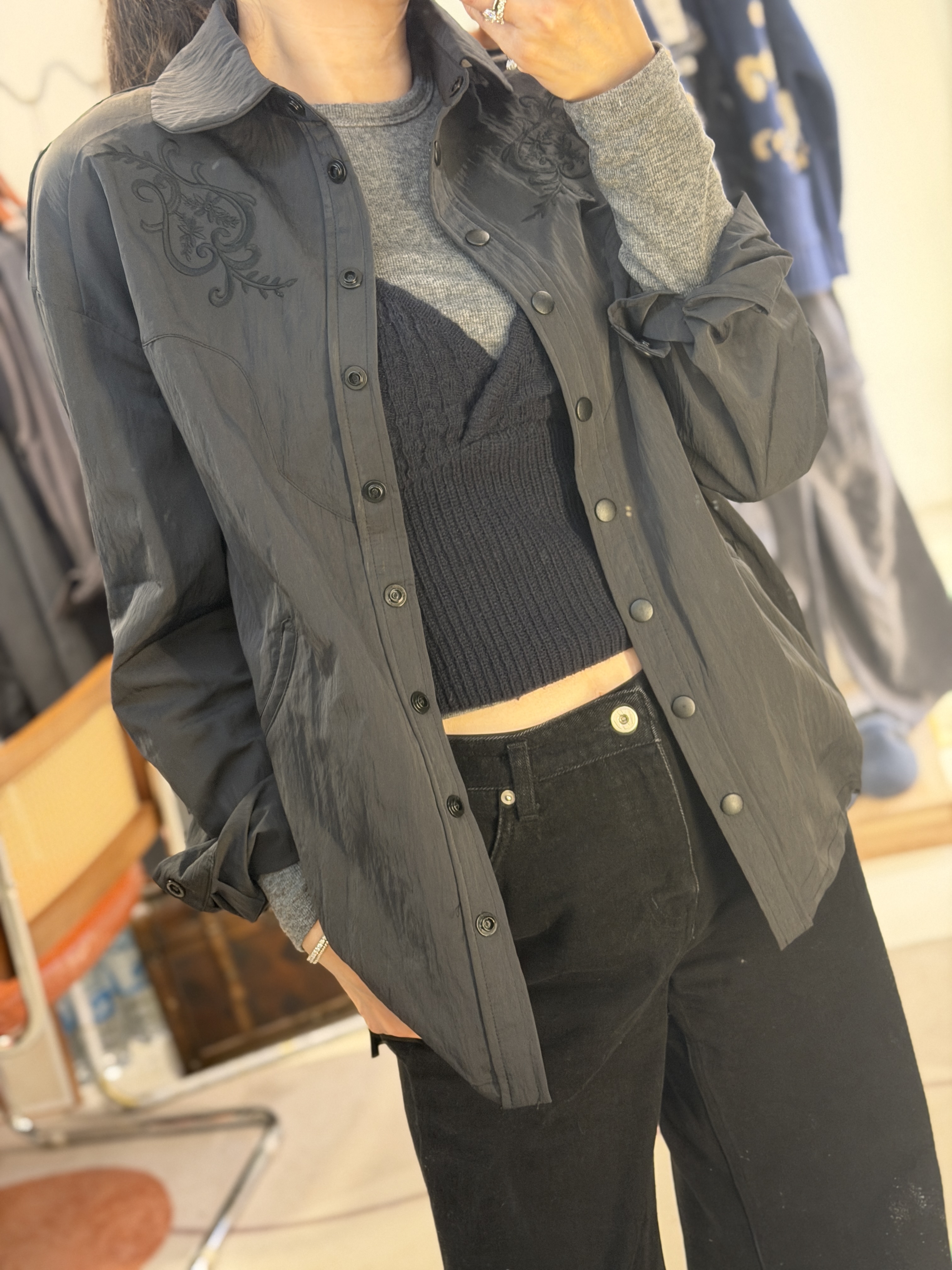 Embroidery shirt jacket