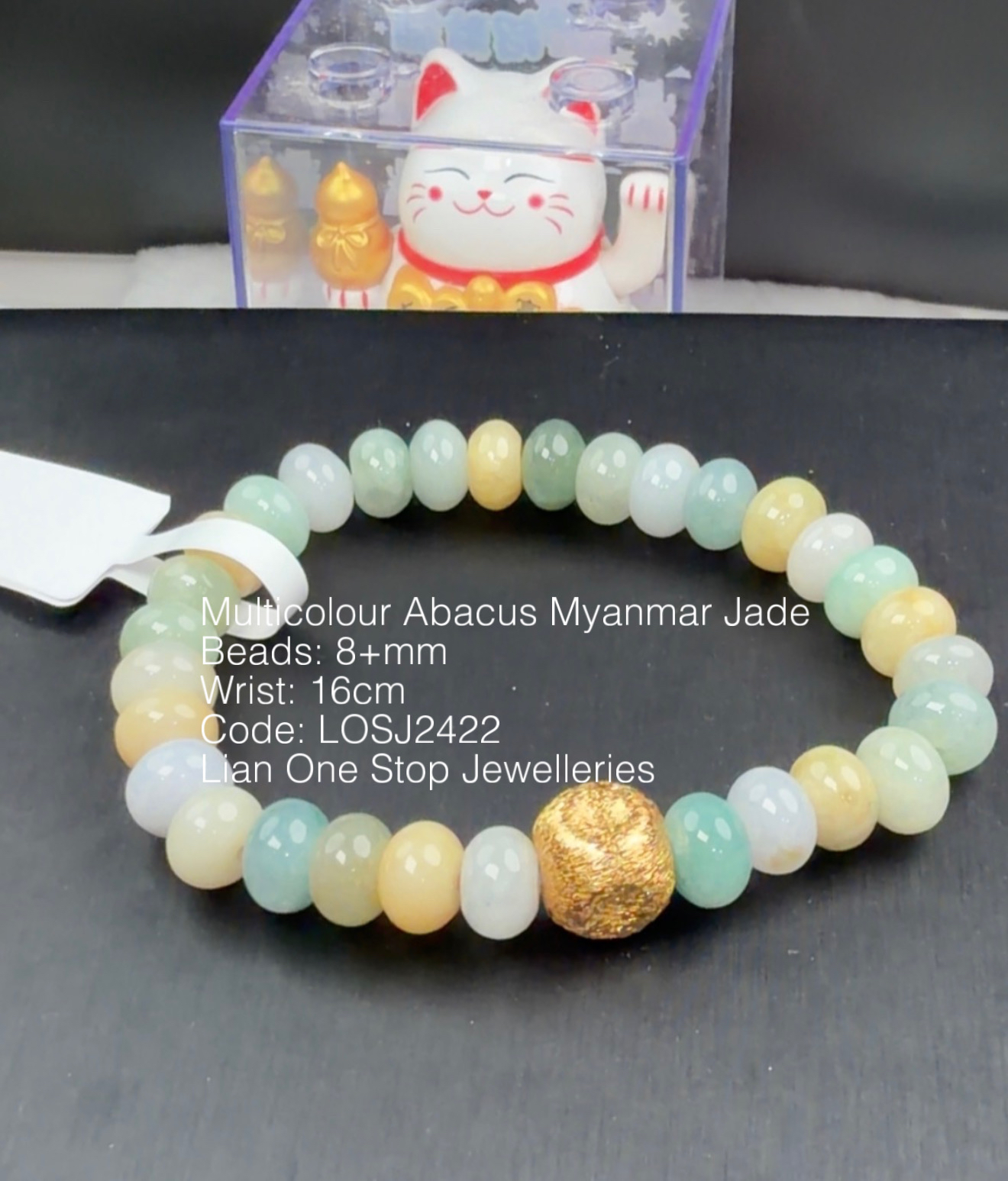 Code: LOSJ2422 Multicolour Abacus Myanmar Jade 8+mm