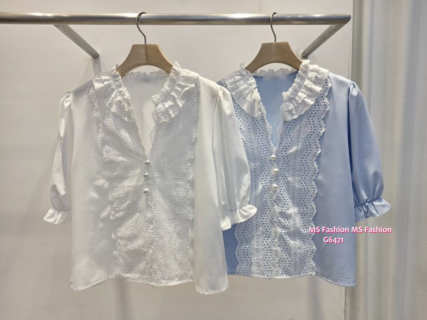 G6471 波浪通花lace top