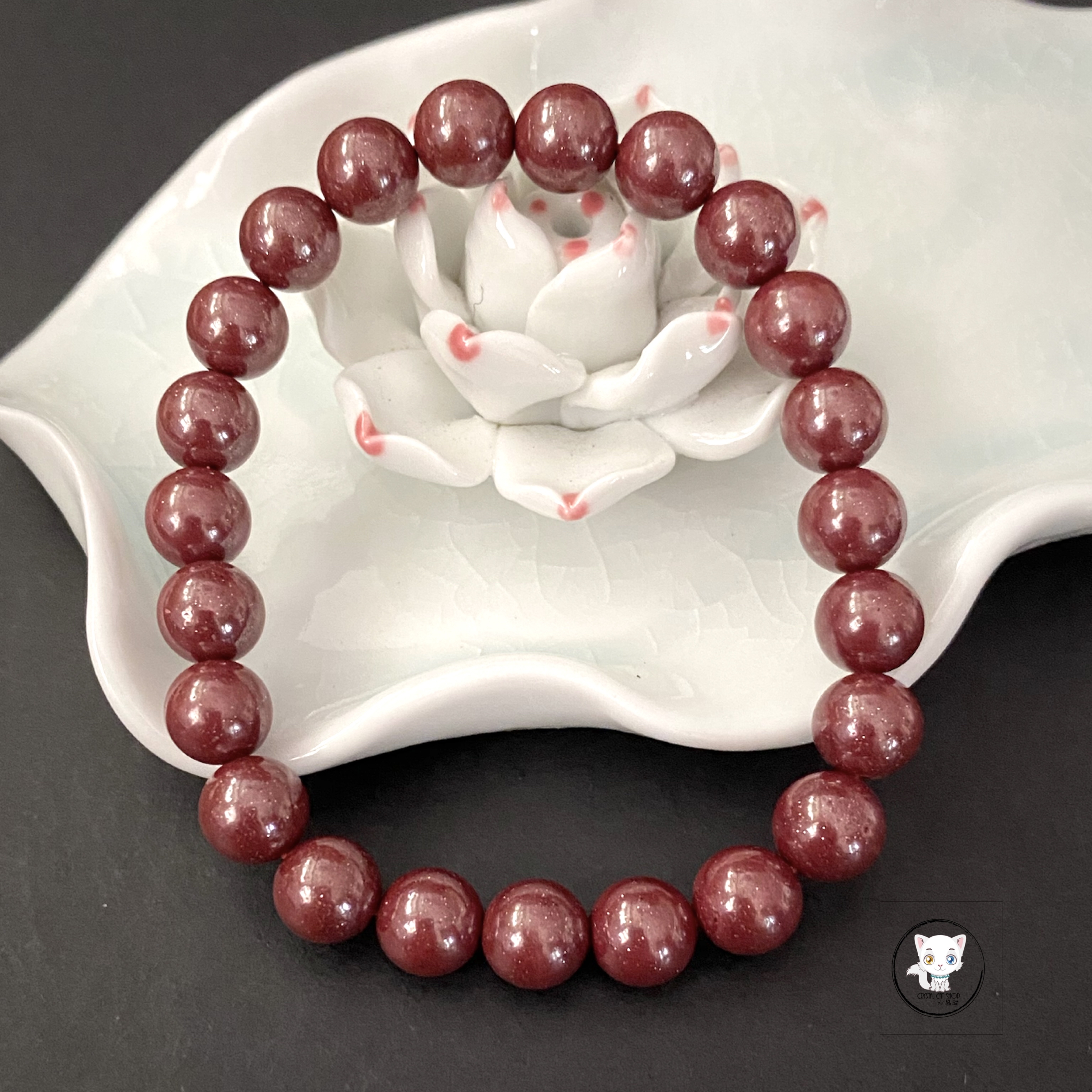 天然古法紫金硃砂手鏈 8mm