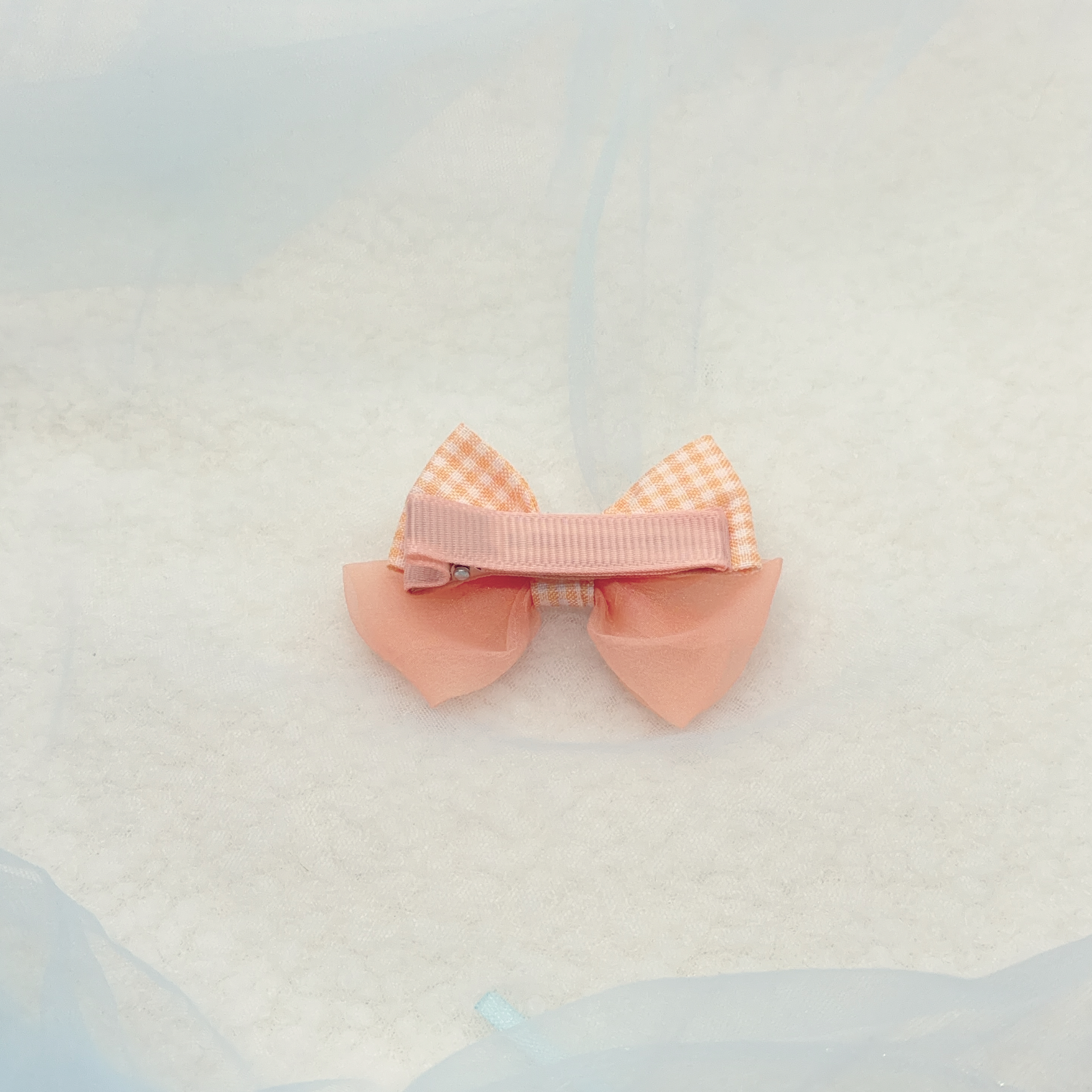 粉橙/粉紫蝴蝶紗鴨咀夾(全包邊) (4pcs/set) *Minimore自家出品 