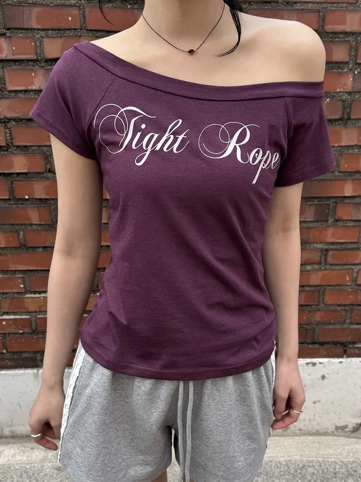 Script Wide Neck Graphic Tee
