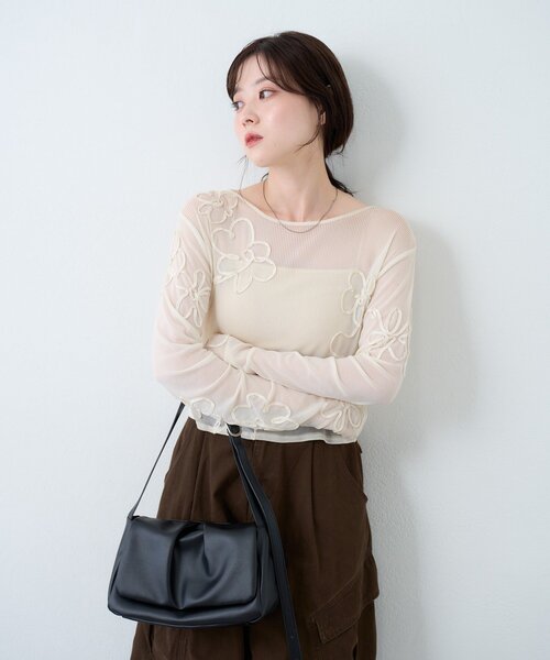 花花刺繡薄紗上衣【JT025】