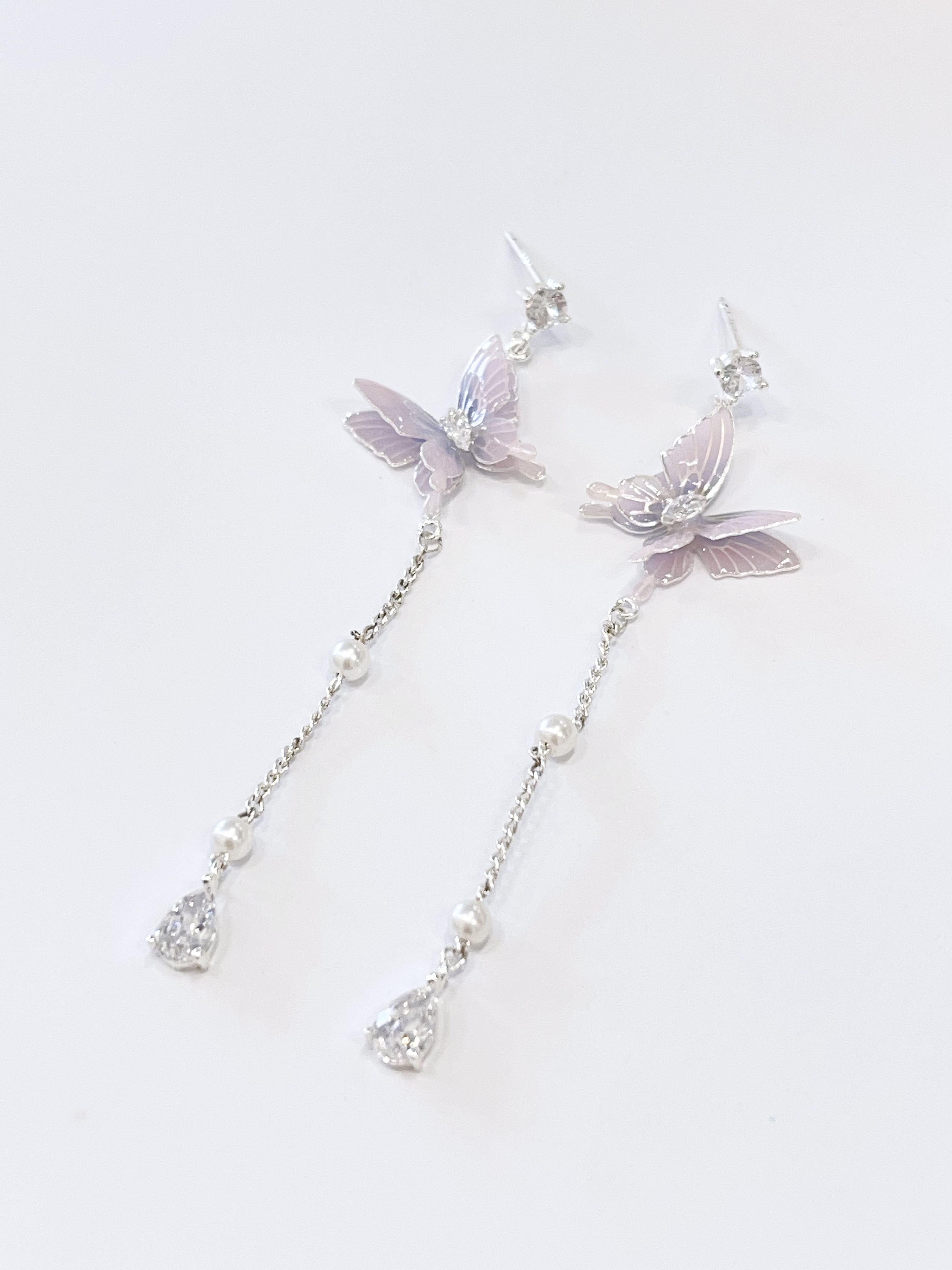 法式仙气蝴蝶珍珠流苏耳环